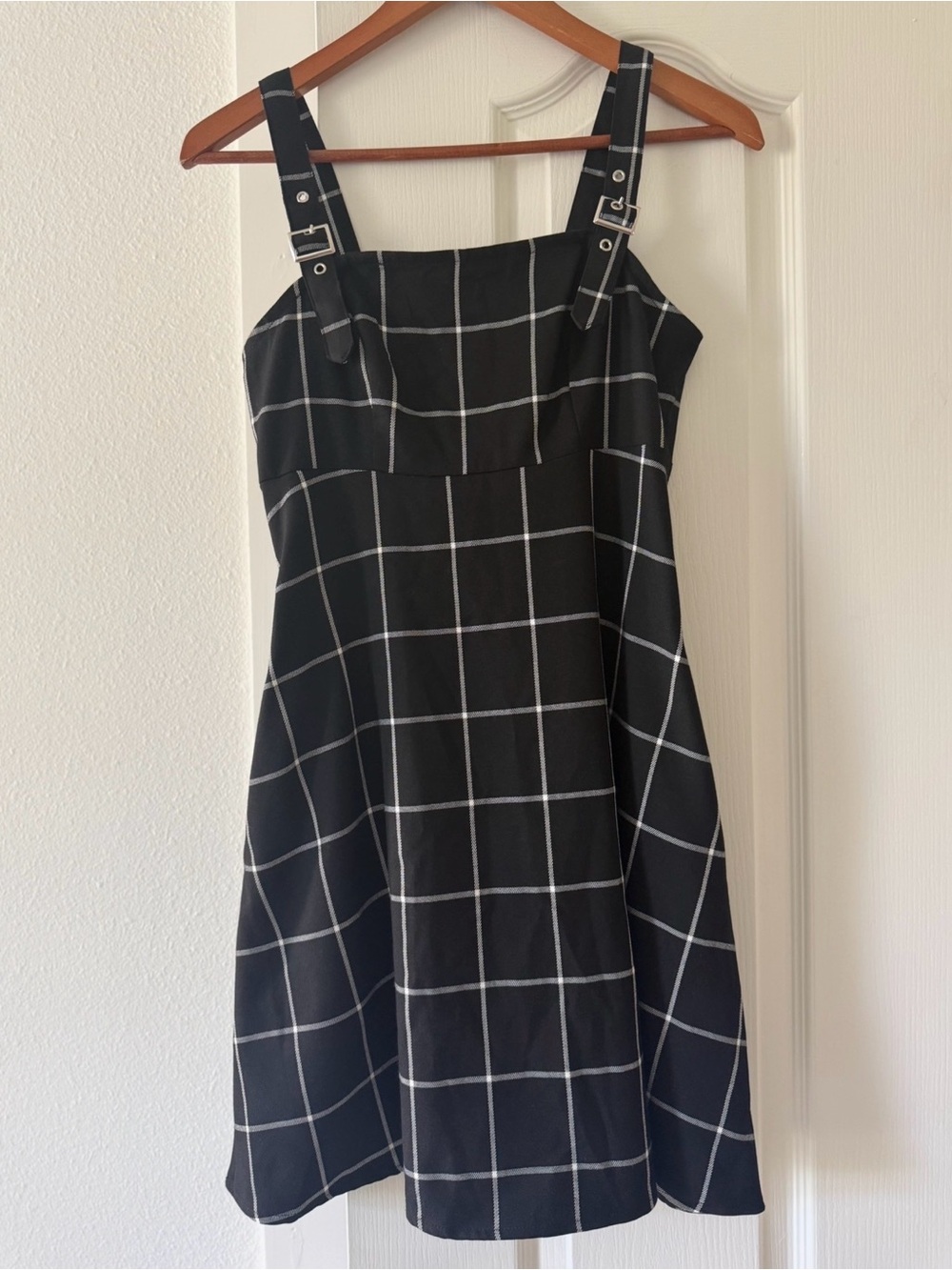 NWT Hot Topic Black White Plaid Pinafore Dress Small
